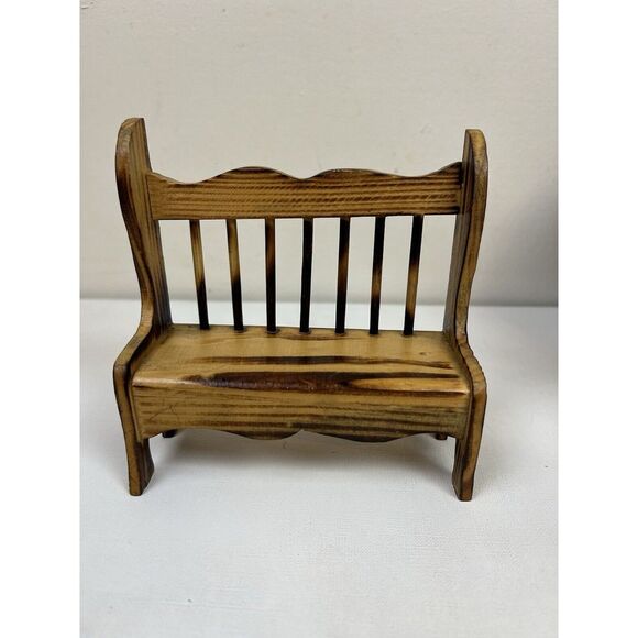 Dollhouse Minature‎ Wood Entryway Bench Spindle Back 5.25"x5"x2" - Picture 1 of 5